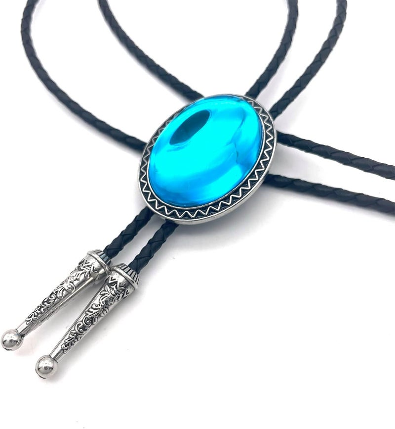 QUKE Stone Bolo Tie Native Western Cowboy Hand-woven Leather Bola Tie Necktie for Men Women - Image 4